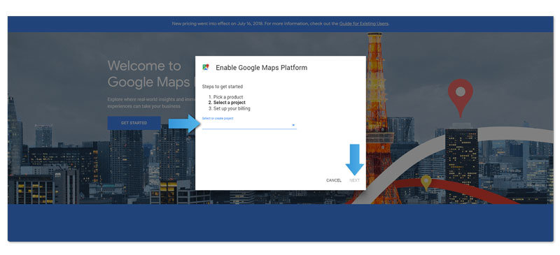 Google Maps API instruction step 3